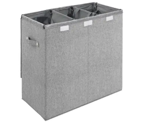 Veļas Kaste, Salokāma, Pelēka, 64,5X34,5X59 Cm, Lina Imitācija Vidaxl