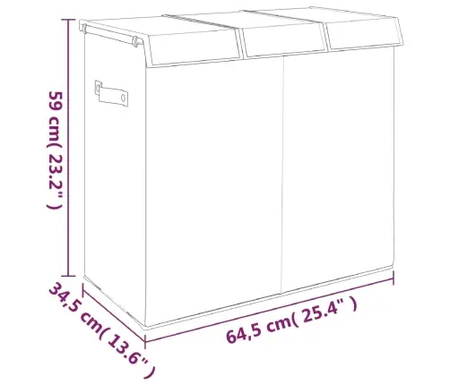 Veļas Kaste, Salokāma, Pelēka, 64,5X34,5X59 Cm, Lina Imitācija Vidaxl