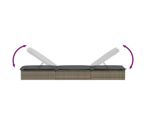 Päevitusvoodi Lauaga, 1 Tk, Hall, Polürotang