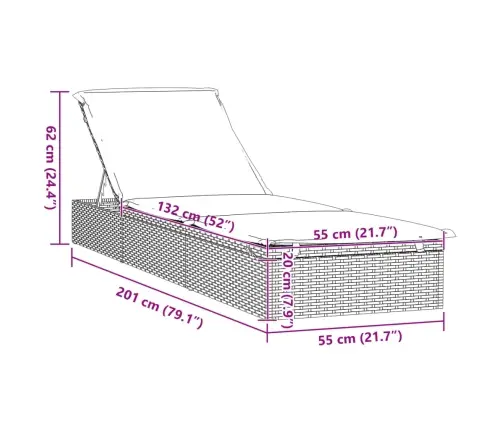 Päevitusvoodi Lauaga, 1 Tk, Hall, Polürotang