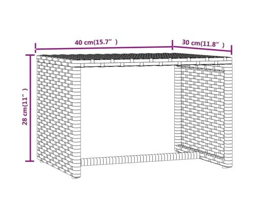 Päevitusvoodi Lauaga, 1 Tk, Hall, Polürotang