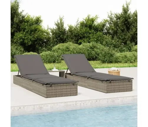 Päevitusvoodi Lauaga, 1 Tk, Hall, Polürotang