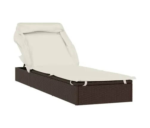 Päevitusvoodi Kokkupandava Katusega, Pruun, 213 X 63 X 97 Cm