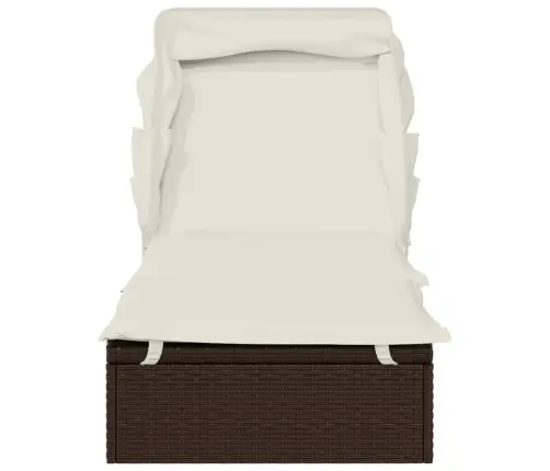 Päevitusvoodi Kokkupandava Katusega, Pruun, 213 X 63 X 97 Cm