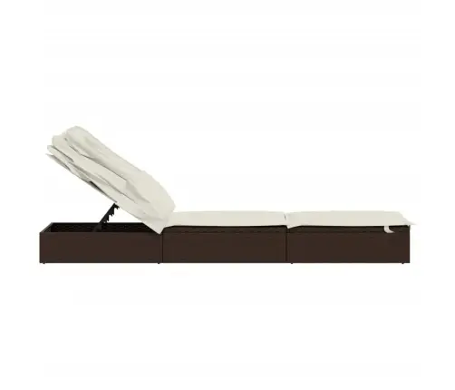 Päevitusvoodi Kokkupandava Katusega, Pruun, 213 X 63 X 97 Cm