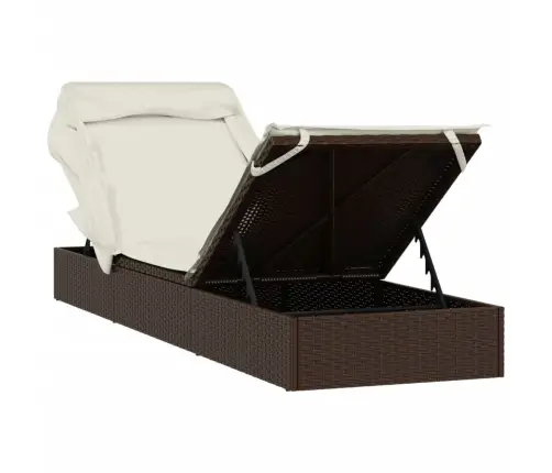 Päevitusvoodi Kokkupandava Katusega, Pruun, 213 X 63 X 97 Cm