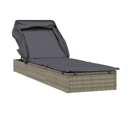 Sauļošanās Gulta Ar Jumtu, 213X63X97 Cm, Pelēka Pe Rotangpalma Vidaxl Sauļošanās Gulta Ar Jumtu, 213X63X97 Cm, Pelēka Pe Rotangpalma Vidaxl