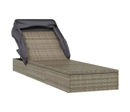 Sauļošanās Gulta Ar Jumtu, 213X63X97 Cm, Pelēka Pe Rotangpalma Vidaxl Sauļošanās Gulta Ar Jumtu, 213X63X97 Cm, Pelēka Pe Rotangpalma Vidaxl