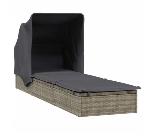 Sauļošanās Gulta Ar Jumtu, 213X63X97 Cm, Pelēka Pe Rotangpalma Vidaxl Sauļošanās Gulta Ar Jumtu, 213X63X97 Cm, Pelēka Pe Rotangpalma Vidaxl