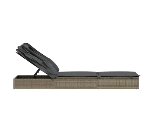 Sauļošanās Gulta Ar Jumtu, 213X63X97 Cm, Pelēka Pe Rotangpalma Vidaxl Sauļošanās Gulta Ar Jumtu, 213X63X97 Cm, Pelēka Pe Rotangpalma Vidaxl