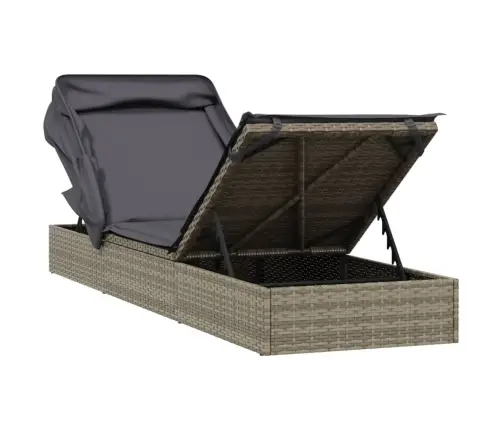 Sauļošanās Gulta Ar Jumtu, 213X63X97 Cm, Pelēka Pe Rotangpalma Vidaxl Sauļošanās Gulta Ar Jumtu, 213X63X97 Cm, Pelēka Pe Rotangpalma Vidaxl