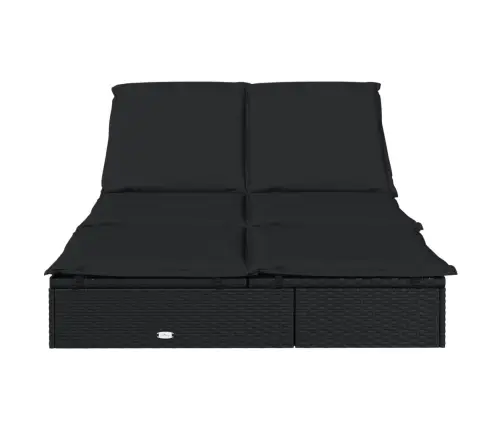 Kaheinimese Päevitusvoodi Istmepatjadega, Must, Polürotang