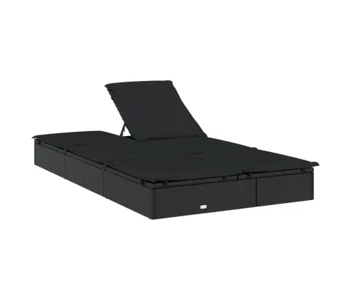 Kaheinimese Päevitusvoodi Istmepatjadega, Must, Polürotang