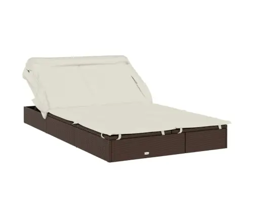 Kaheinimese Päevitusvoodi Kokkupandava Katusega, Pruun