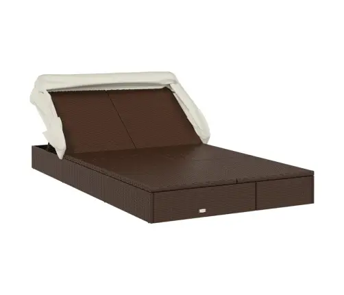 Kaheinimese Päevitusvoodi Kokkupandava Katusega, Pruun