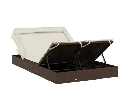 Kaheinimese Päevitusvoodi Kokkupandava Katusega, Pruun