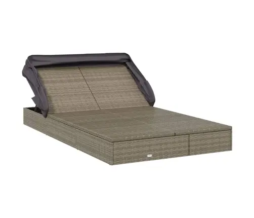 Sauļošanās Gulta, Saliekams Jumts, Pelēks Pe Pinums, Divvietīga Vidaxl