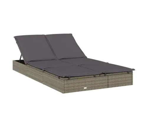 Sauļošanās Gulta, Saliekams Jumts, Pelēks Pe Pinums, Divvietīga Vidaxl