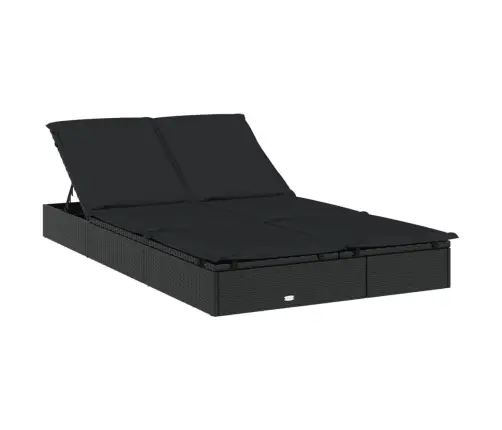 Kaheinimese Päevitusvoodi Ümara Katusega, Must, 211X112X140 Cm