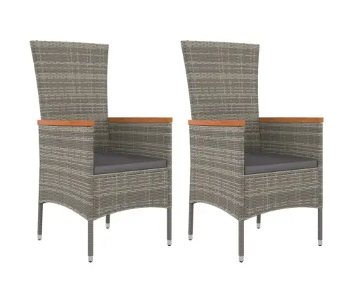 Dārza Krēsli Ar Matračiem, 2 Gab., Pelēka Pe Rotangpalma Vidaxl