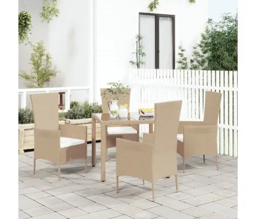 Dārza Krēsli Ar Matračiem, 4 Gab., Bēša Pe Rotangpalma Vidaxl