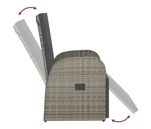 Dārza Krēsli Ar Matračiem, 2 Gab., Pelēka Pe Rotangpalma Vidaxl