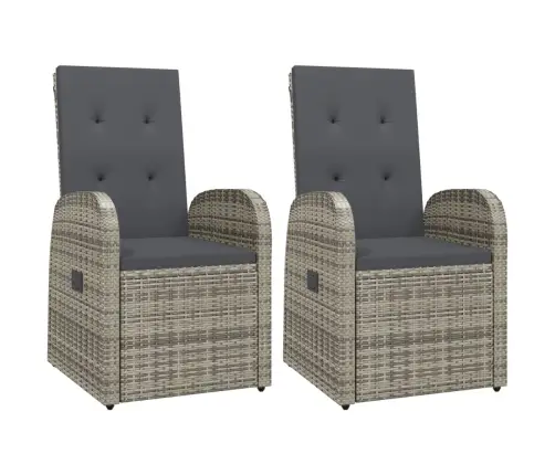 Dārza Krēsli Ar Matračiem, 2 Gab., Pelēka Pe Rotangpalma Vidaxl