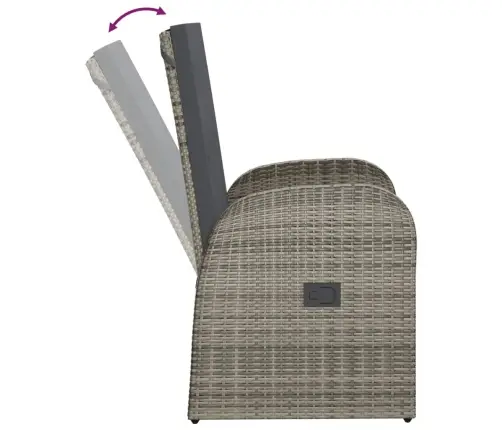 Dārza Krēsli Ar Matračiem, 2 Gab., Pelēka Pe Rotangpalma Vidaxl