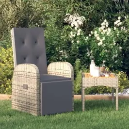 Atgāžams Dārza Krēsls Ar Matračiem, Pelēka Pe Rotangpalma Vidaxl
