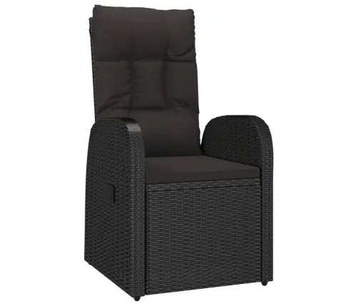 Sodo Kėdės Su Pagalvėlėmis, 2Vnt., Juodos, Poliratanas