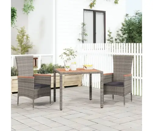 Stalas Su Mediniu Stalviršiu, Pilkas, Poliratanas Ir Akacija