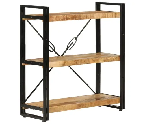 Grāmatu Plaukts, 3 Līmeņi, 77X30X80 Cm, Mango Masīvkoks, Dzelzs Vidaxl