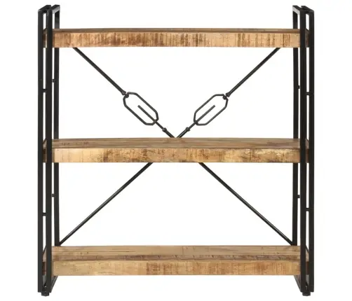 Grāmatu Plaukts, 3 Līmeņi, 77X30X80 Cm, Mango Masīvkoks, Dzelzs Vidaxl