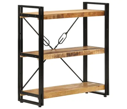 Grāmatu Plaukts, 3 Līmeņi, 77X30X80 Cm, Mango Masīvkoks, Dzelzs Vidaxl