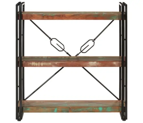 3 Riiuliga Raamaturiiul, 77X30X80 cm Taastatud Puit Ja Raud
