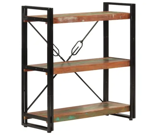 3 Riiuliga Raamaturiiul, 77X30X80 cm Taastatud Puit Ja Raud