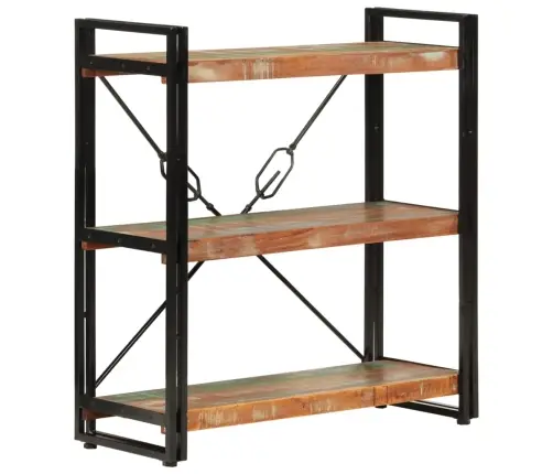 3 Riiuliga Raamaturiiul, 77X30X80 cm Taastatud Puit Ja Raud