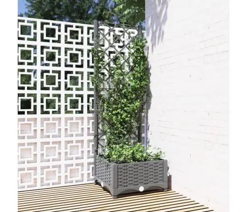 Dārza Puķu Kaste Ar Špaleru, Gaiši Pelēka, 40X40X121,5 Cm, Pp Vidaxl