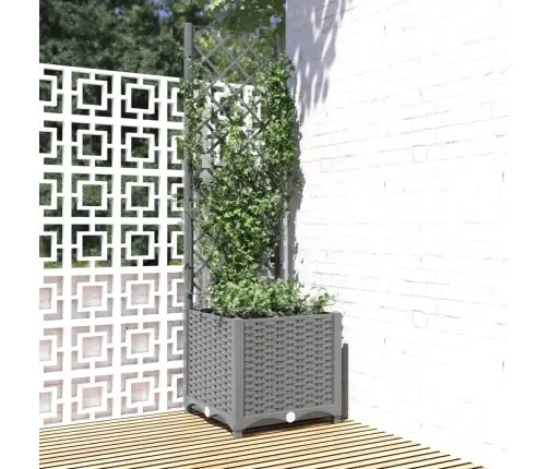 Dārza Puķu Kaste Ar Špaleru, Gaiši Pelēka, 40X40X136 Cm, Pp Vidaxl