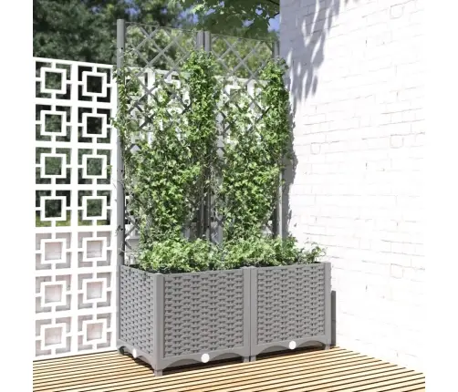 Dārza Puķu Kaste Ar Špaleru, Gaiši Pelēka, 80X40X136 Cm, Pp Vidaxl