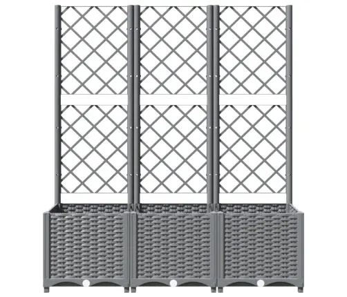 Dārza Puķu Kaste Ar Špaleru, Gaiši Pelēka, 120X40X136 Cm, Pp Vidaxl