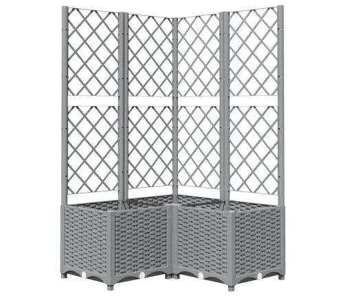 Dārza Puķu Kaste Ar Špaleru, Gaiši Pelēka, 80X80X136 Cm, Pp Vidaxl