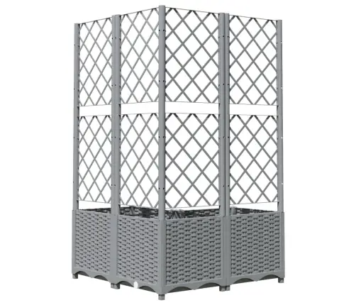 Dārza Puķu Kaste Ar Špaleru, Gaiši Pelēka, 80X80X136 Cm, Pp Vidaxl