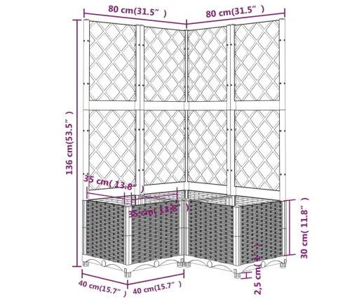 Dārza Puķu Kaste Ar Špaleru, Gaiši Pelēka, 80X80X136 Cm, Pp Vidaxl