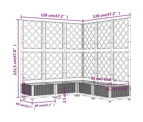Sodo Lovelis Su Treliažu, Šviesiai Pilkas, 120X120X121,5cm Pp