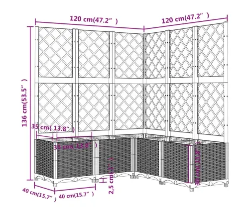 Võrega Taimekast, Helehall, 120 X 120 X 136 Cm Pp