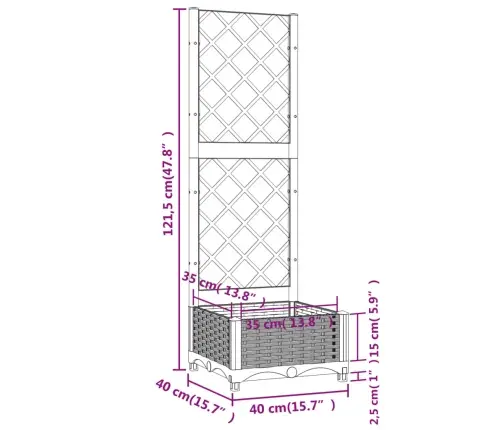 Võrega Taimekast, Valge, 40 X 40 X 121,5 Cm Pp