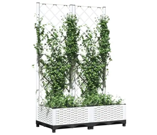 Dārza Puķu Kaste Ar Špaleru, Balta, 80X40X121,5 Cm, Pp Vidaxl