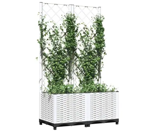 Dārza Puķu Kaste Ar Špaleru, Balta, 80X40X136 Cm, Pp Vidaxl
