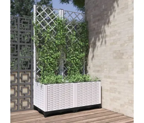 Dārza Puķu Kaste Ar Špaleru, Balta, 80X40X136 Cm, Pp Vidaxl